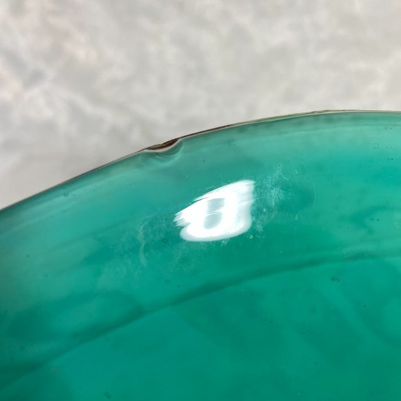 Vintage Mid century  Murano Italian Colorful Confetti Glass Bowl Teal Silver - Picture 9 of 12